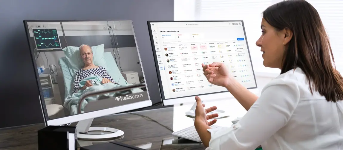 a doctor monitoring patient in a desktop