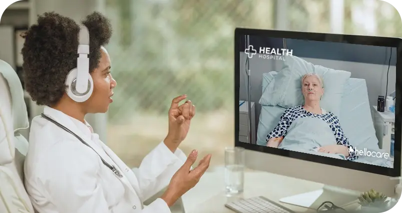 doctor talking with a patient in a monitor