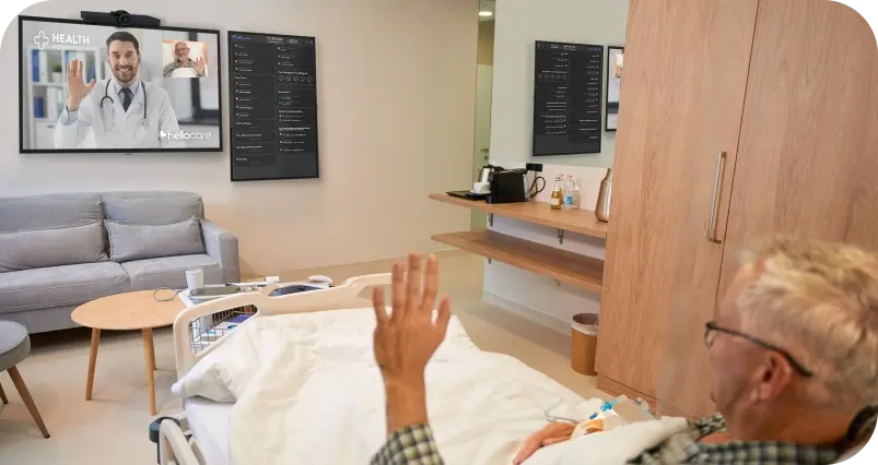 patient in a room with a virtual nurse